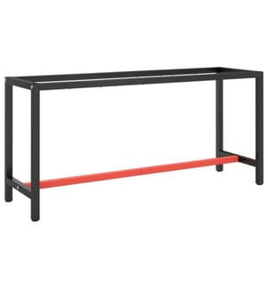 Werkbankgestell Mattschwarz und Mattrot 170x50x79 cm Metall