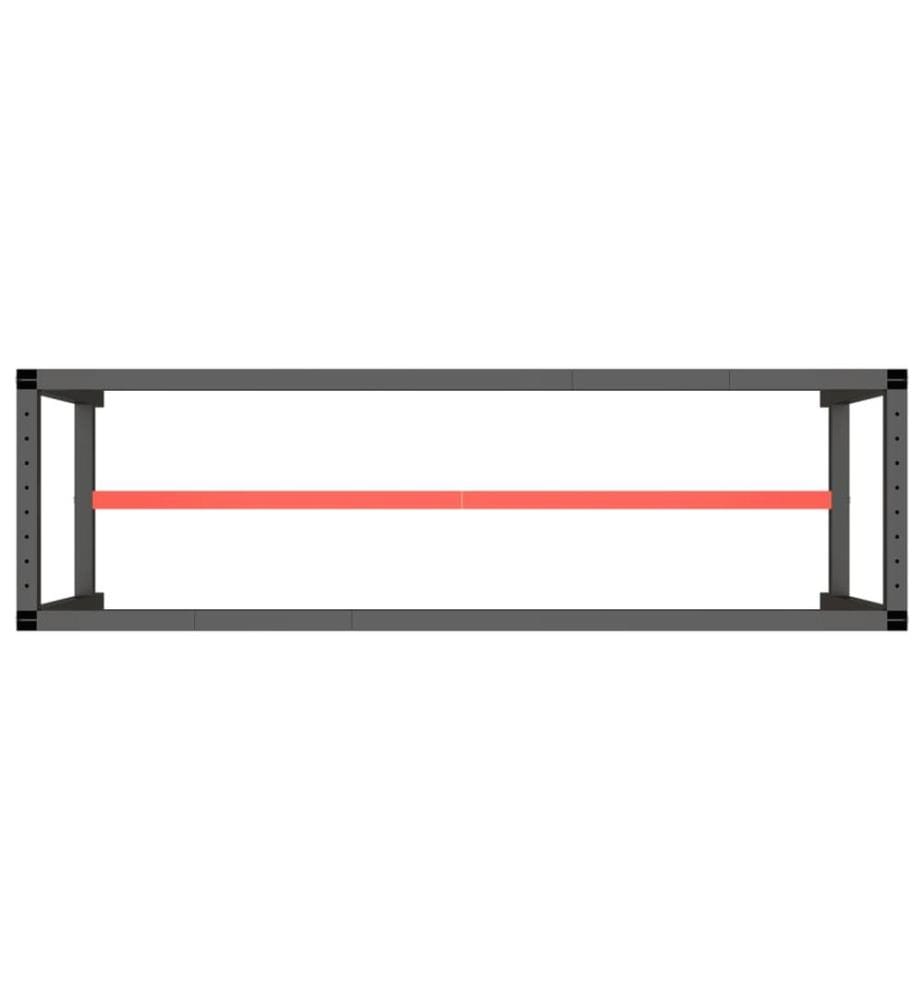 Werkbankgestell Mattschwarz und Mattrot 170x50x79 cm Metall