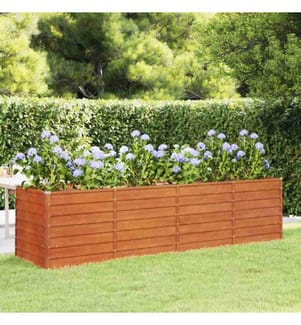 Lit surélevé de jardin rouillé 320x80x77 cm acier corten