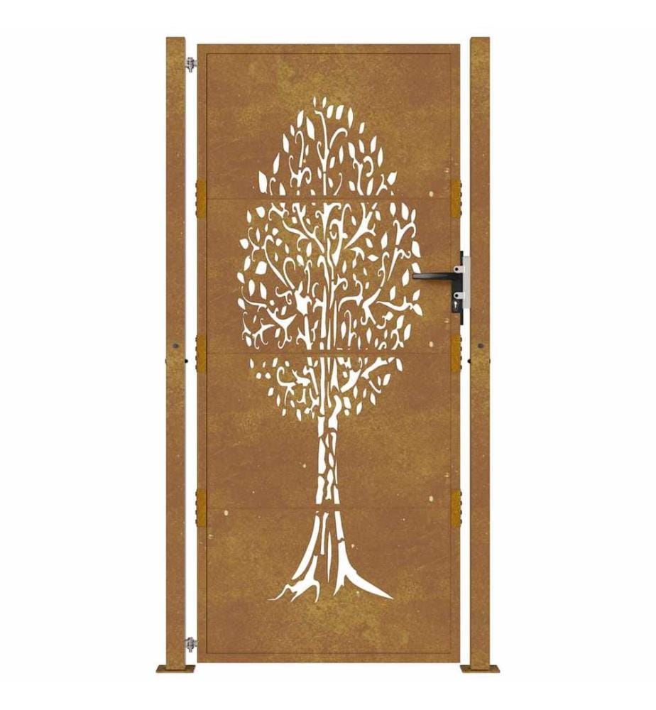 Portail de jardin 105x180 cm acier corten conception de l'arbre