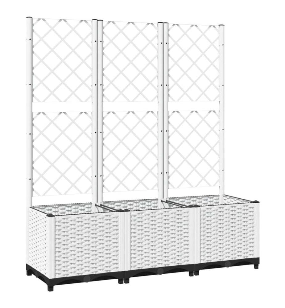 Pflanzkübel mit Rankgitter Weiss 120x40x136 cm PP