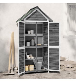 Abri à outils de jardin gris 89x52,5x175 cm bois massif pin