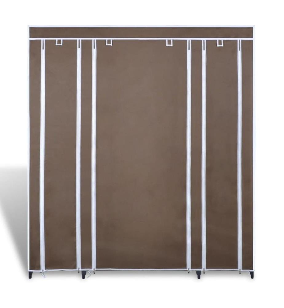 Stoffschrank mit Fächern und Stangen 45×150×176 cm Braun