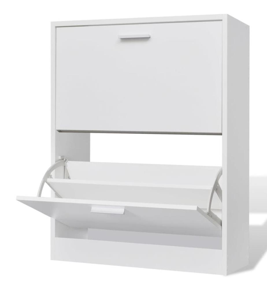 Weisser Holz-Schuhschrank mit 2 Schuhkippern