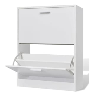 Weisser Holz-Schuhschrank mit 2 Schuhkippern