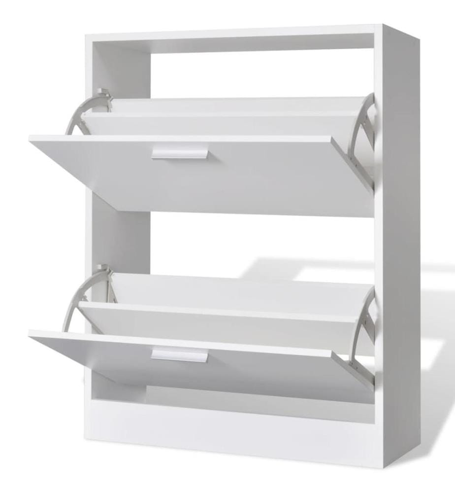 Weisser Holz-Schuhschrank mit 2 Schuhkippern