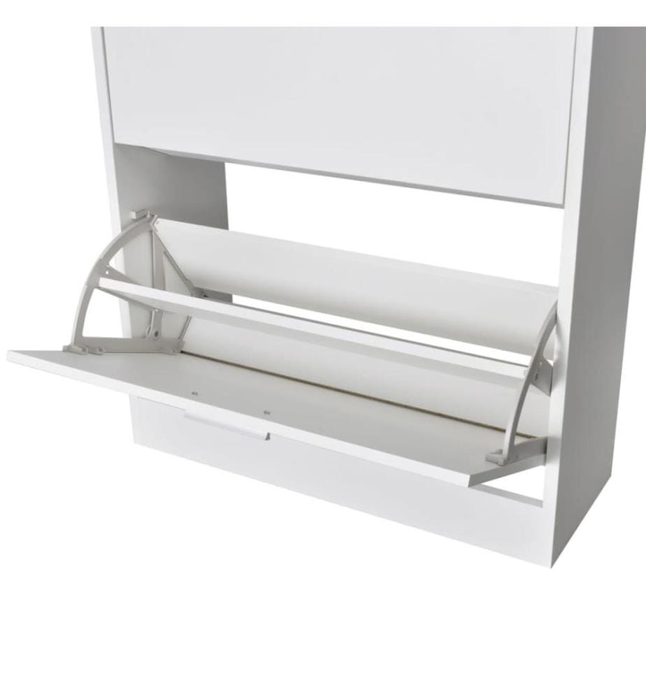 Weisser Holz-Schuhschrank mit 2 Schuhkippern