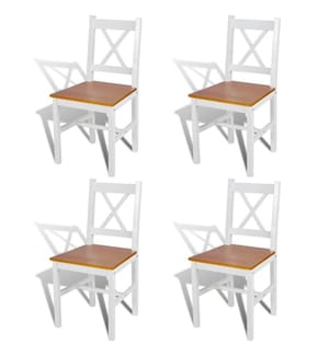 Esszimmerstühle 4 Stk. Weiss Kiefernholz