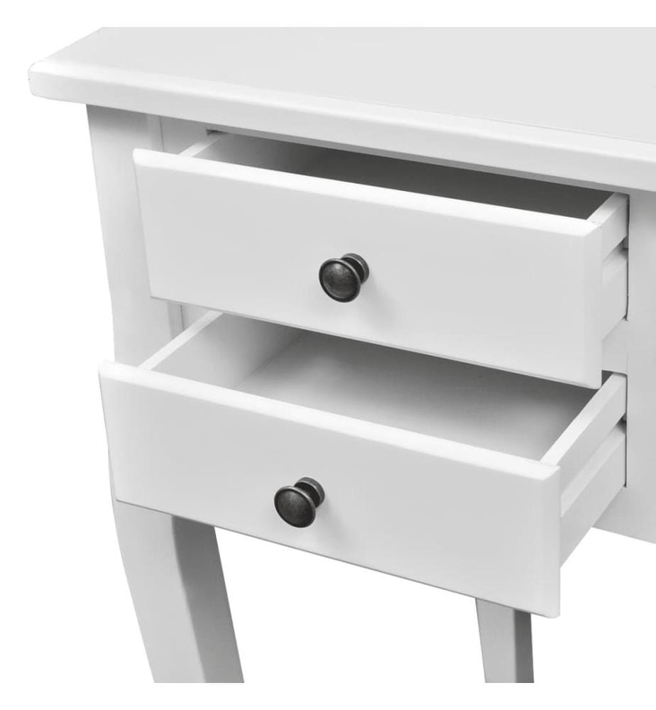 Bureau français en bois avec pieds courbés et 5 tiroirs