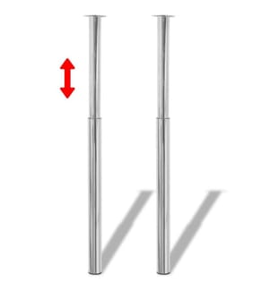 2 x Teleskopfuss Tischfuss Stützfuss Tischbein Chrom 710 mm-1100 mm