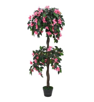 Künstliche Rhododendron-Pflanze mit Topf 155 cm Grün und Rosa