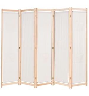 5-teiliger Raumteiler Creme 200 x 170 x 4 cm Stoff