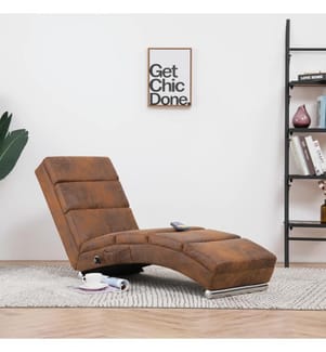 Massage Chaiselongue Braun Wildleder-Optik