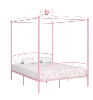 Himmelbett-Gestell Rosa Metall 160 x 200 cm