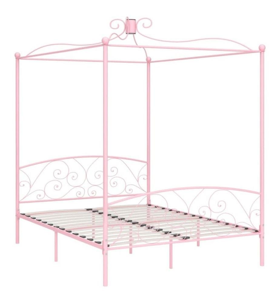 Cadre de lit à baldaquin Rose Métal 160 x 200 cm