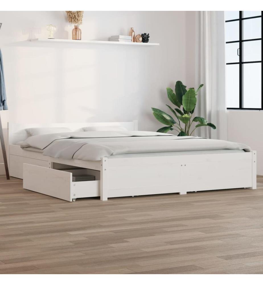 Bett mit Schubladen Weiss 120x200 cm