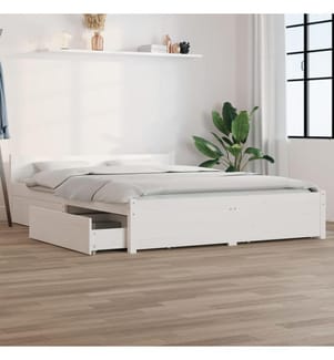 Bett mit Schubladen Weiss 120x200 cm