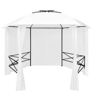 Chapiteau de jardin avec rideaux 360x312x265 cm Blanc 180 g/m²