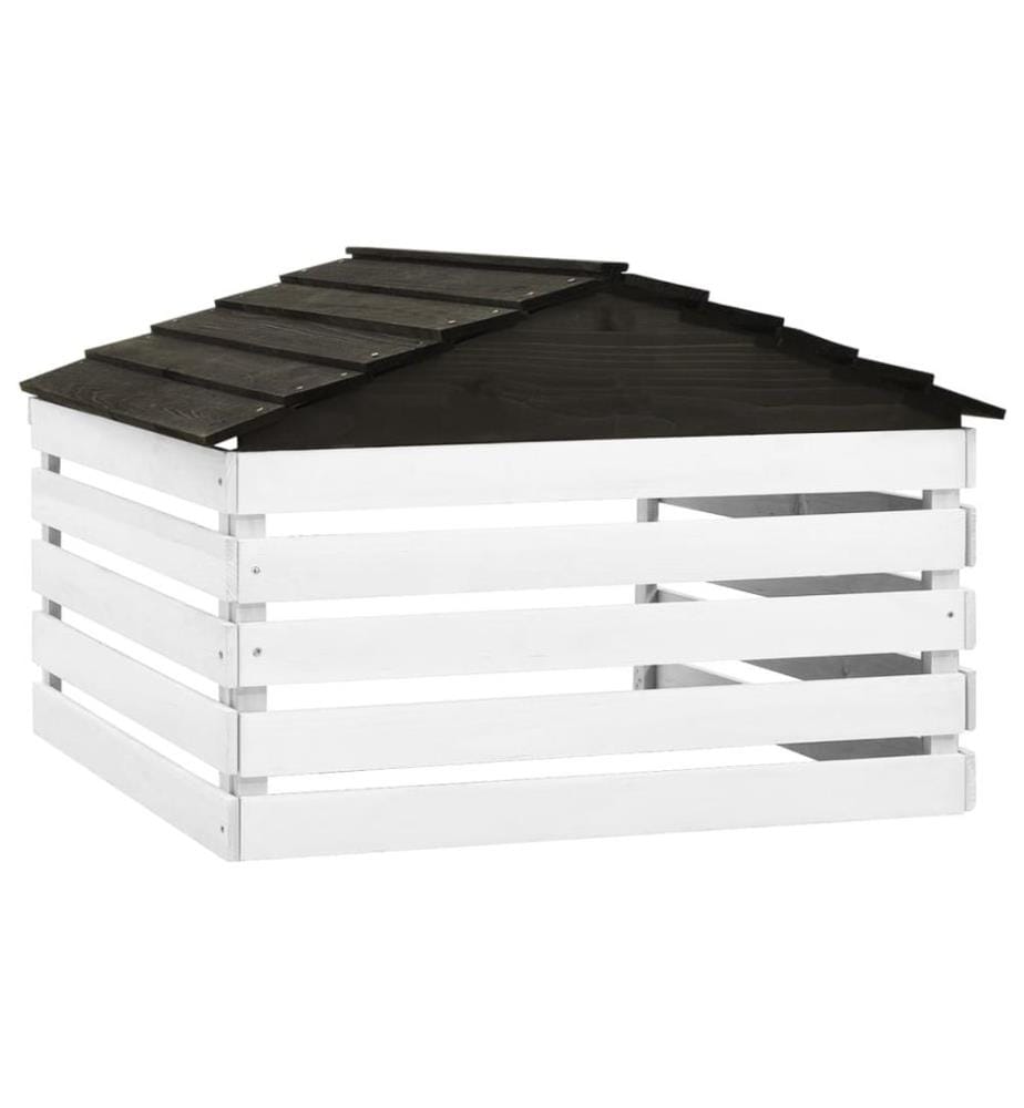 Mähroboter-Garage Schwarz und Weiss 78x74x54 cm Tannenholz