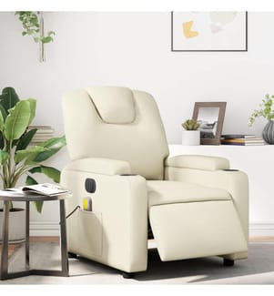 Massagesessel Elektrisch Creme Kunstleder