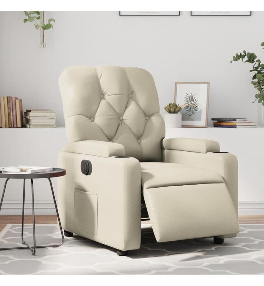 Relaxsessel Elektrisch Creme Kunstleder