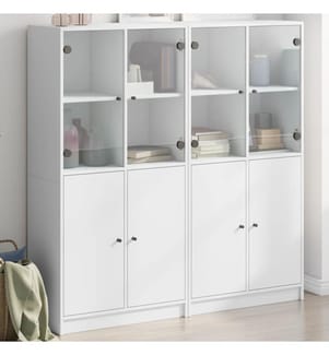Bücherschrank mit Türen Weiss 136x37x142 cm Holzwerkstoff