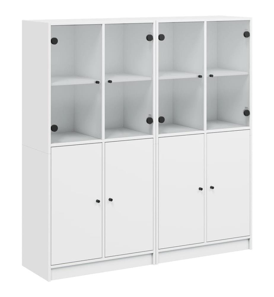 Bücherschrank mit Türen Weiss 136x37x142 cm Holzwerkstoff