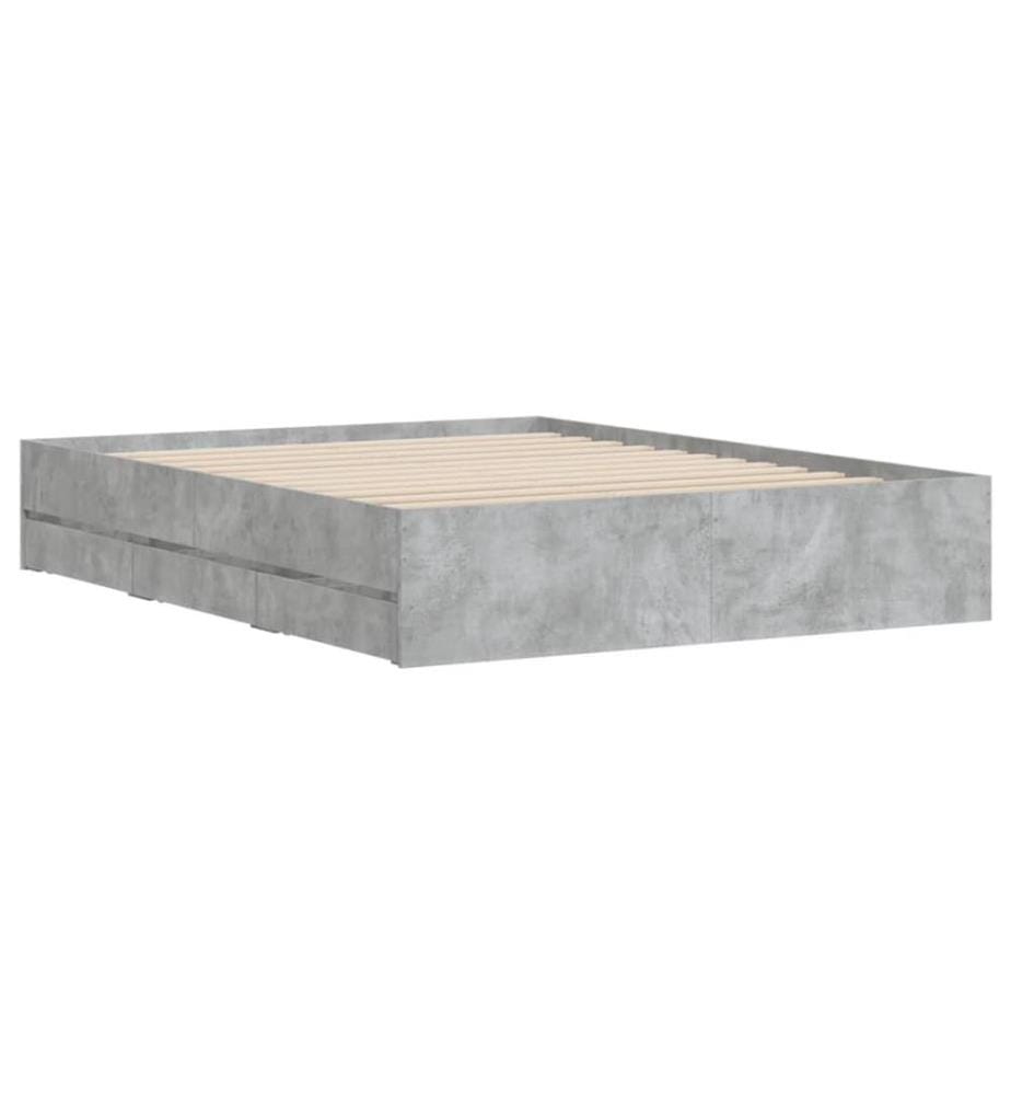 Bettgestell mit Schubladen Betongrau 140x200 cm Holzwerkstoff
