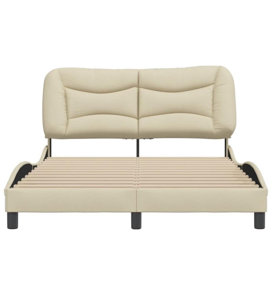 Bettgestell mit Kopfteil Creme 120x200 cm Stoff