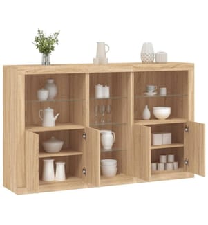 Sideboard mit LED-Leuchten Sonoma-Eiche 162x37x100 cm