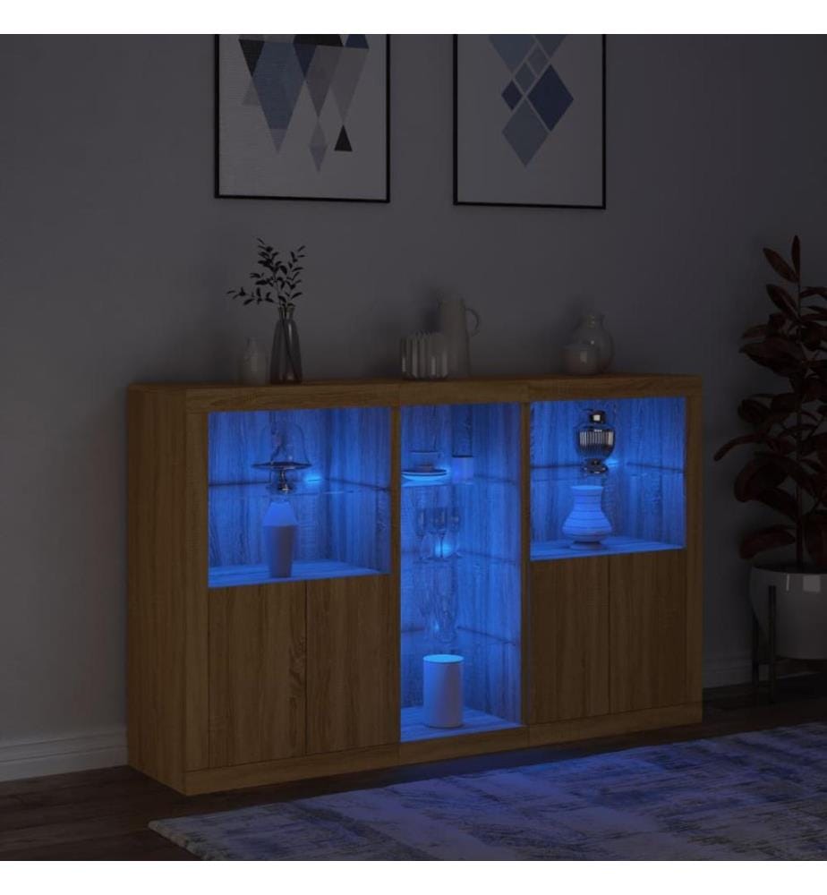Sideboard mit LED-Leuchten Sonoma-Eiche 162x37x100 cm