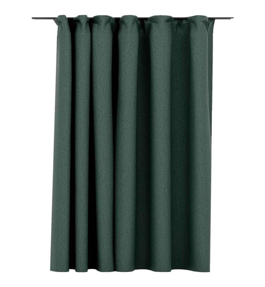 Verdunkelungsvorhang mit Haken Leinenoptik Grün 290x245 cm