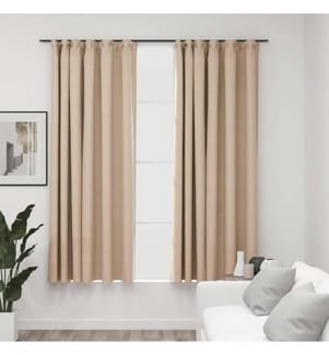 Verdunkelungsvorhänge Haken Leinenoptik 2 Stk. Beige 140x175 cm