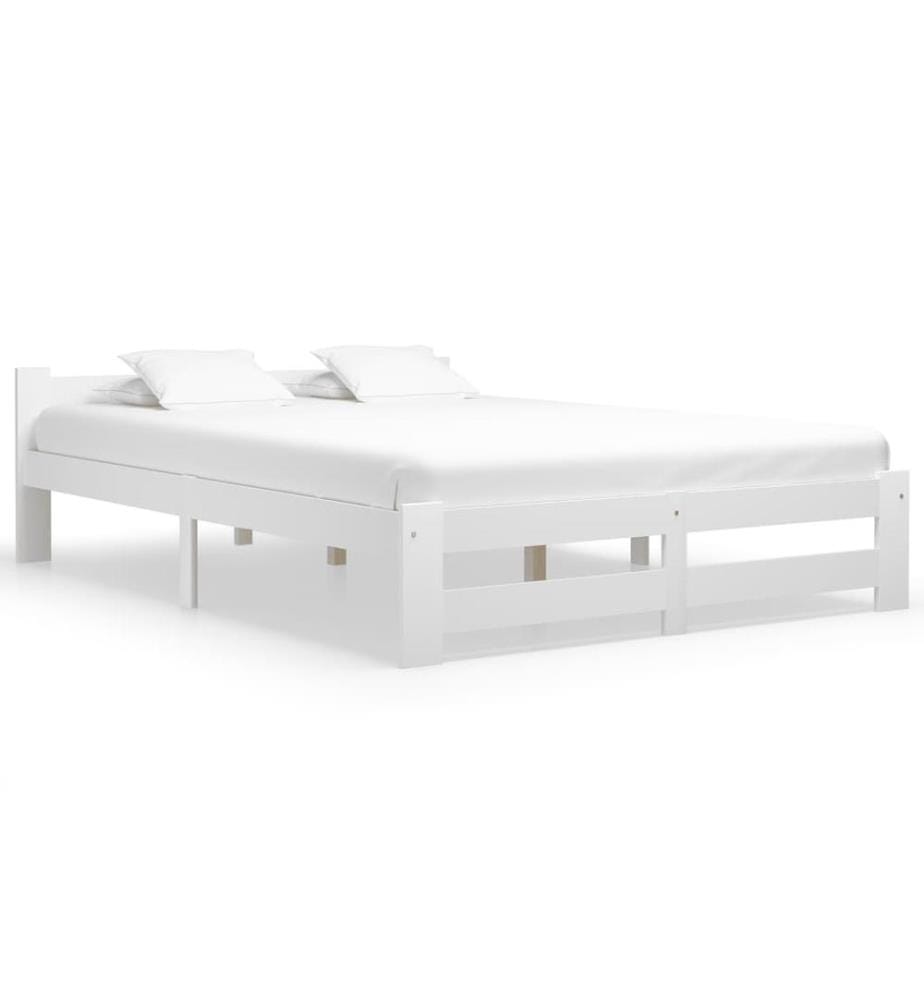 Cadre de lit sans matelas blanc bois de pin massif 160x200 cm
