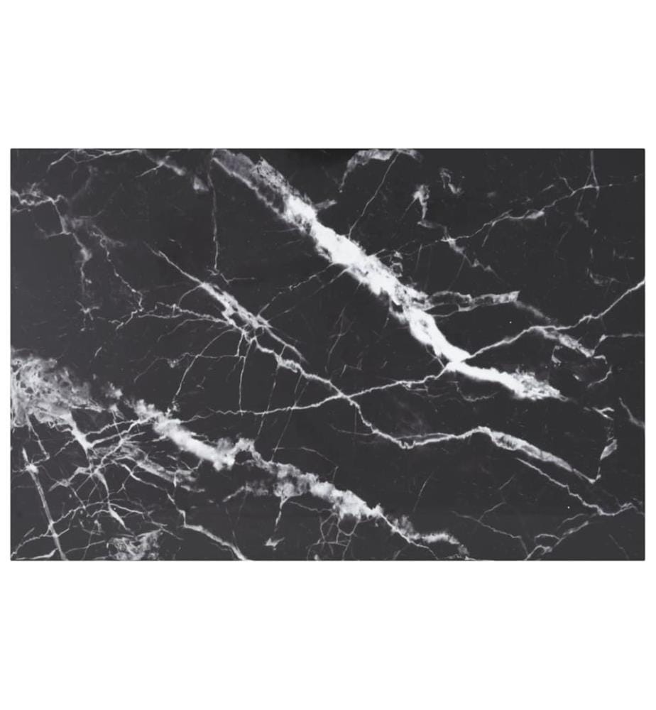 Tischplatte Schwarz 100x62 cm 8 mm Hartglas in Marmoroptik
