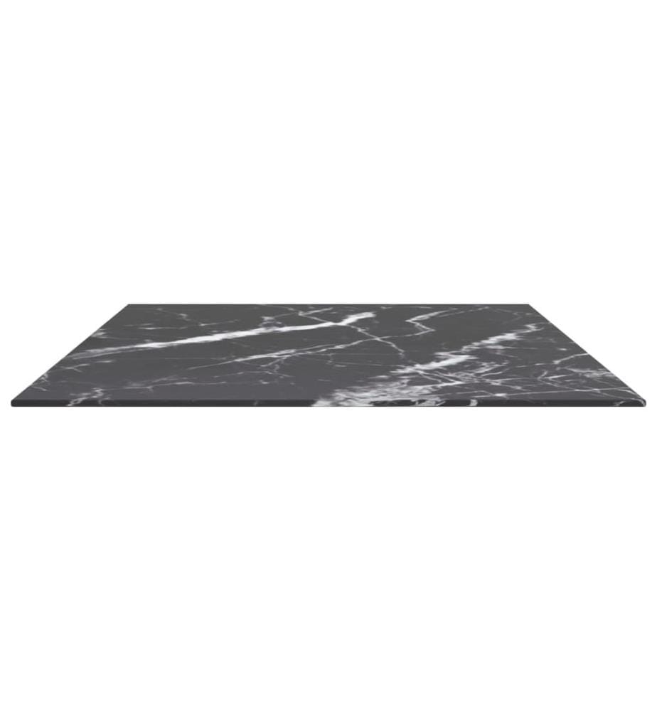 Tischplatte Schwarz 100x62 cm 8 mm Hartglas in Marmoroptik