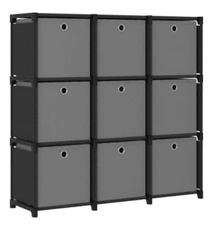 Würfel-Regal mit Boxen 9 Fächer Schwarz 103x30x107,5 cm Stoff