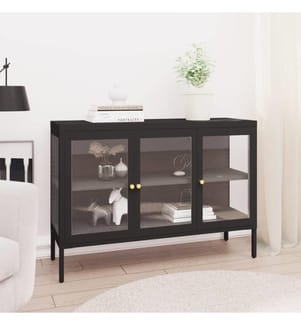 Sideboard Schwarz 70x35x70 cm Stahl und Glas