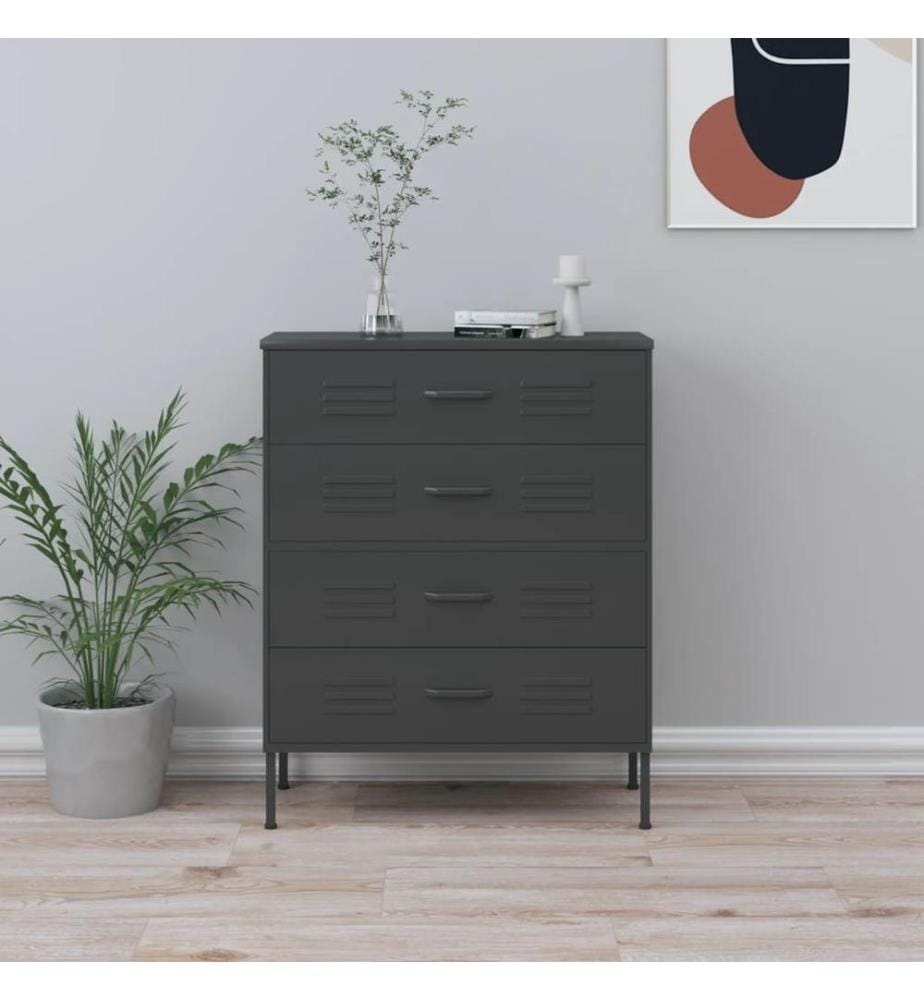 Commode Anthracite 80x35x101,5 cm Acier