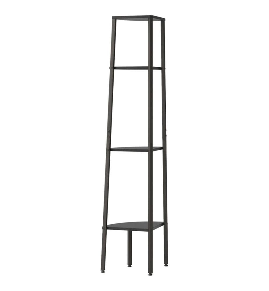 Eckregal mit 4 Ablagen Schwarz 45,5x31,5x150 cm