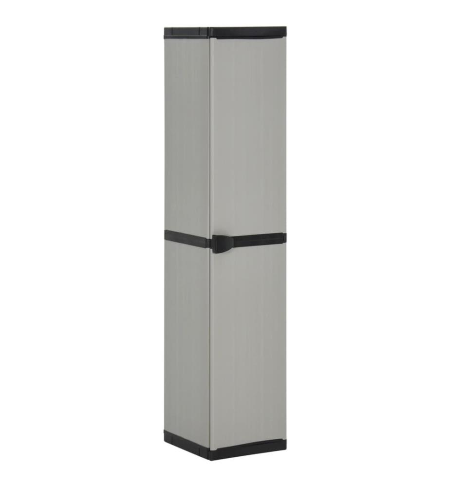 Garten-Lagerschrank mit 3 Böden Grau & Schwarz 34x40x168 cm