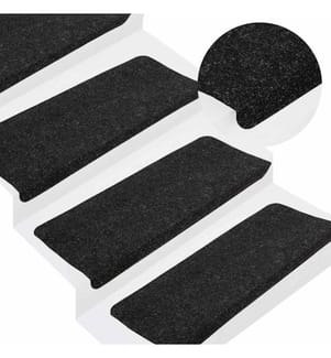 Tapis d'escalier auto-adhésifs 15 pcs 65x24,5x3,5 cm Anthracite