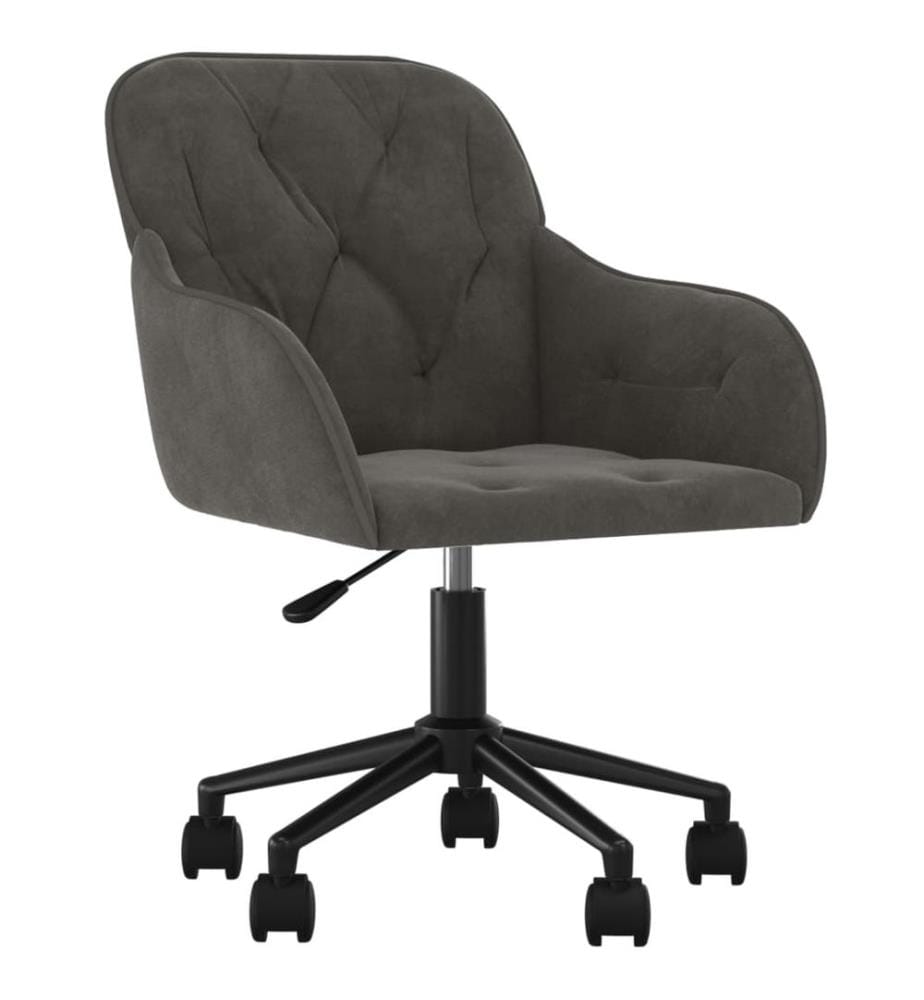Chaise pivotante de bureau Gris foncé Velours