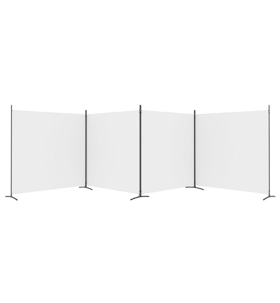 4-tlg. Paravent Weiss 698x180 cm Stoff