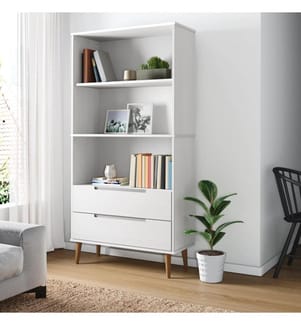 Bücherregal MOLDE Weiss 85x35x170,5 cm Massivholz Kiefer