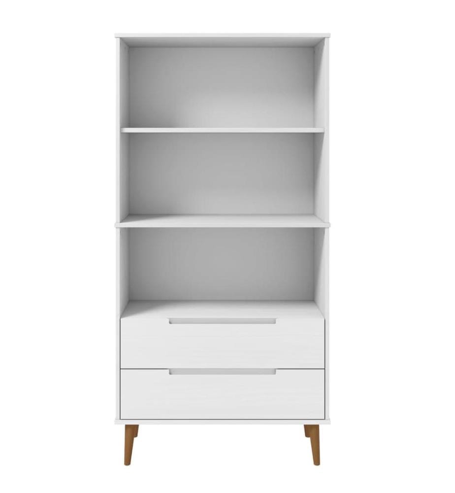 Bücherregal MOLDE Weiss 85x35x170,5 cm Massivholz Kiefer