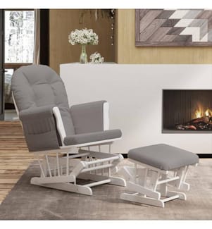 Chaise berçante avec repose-pied Gris clair Tissu