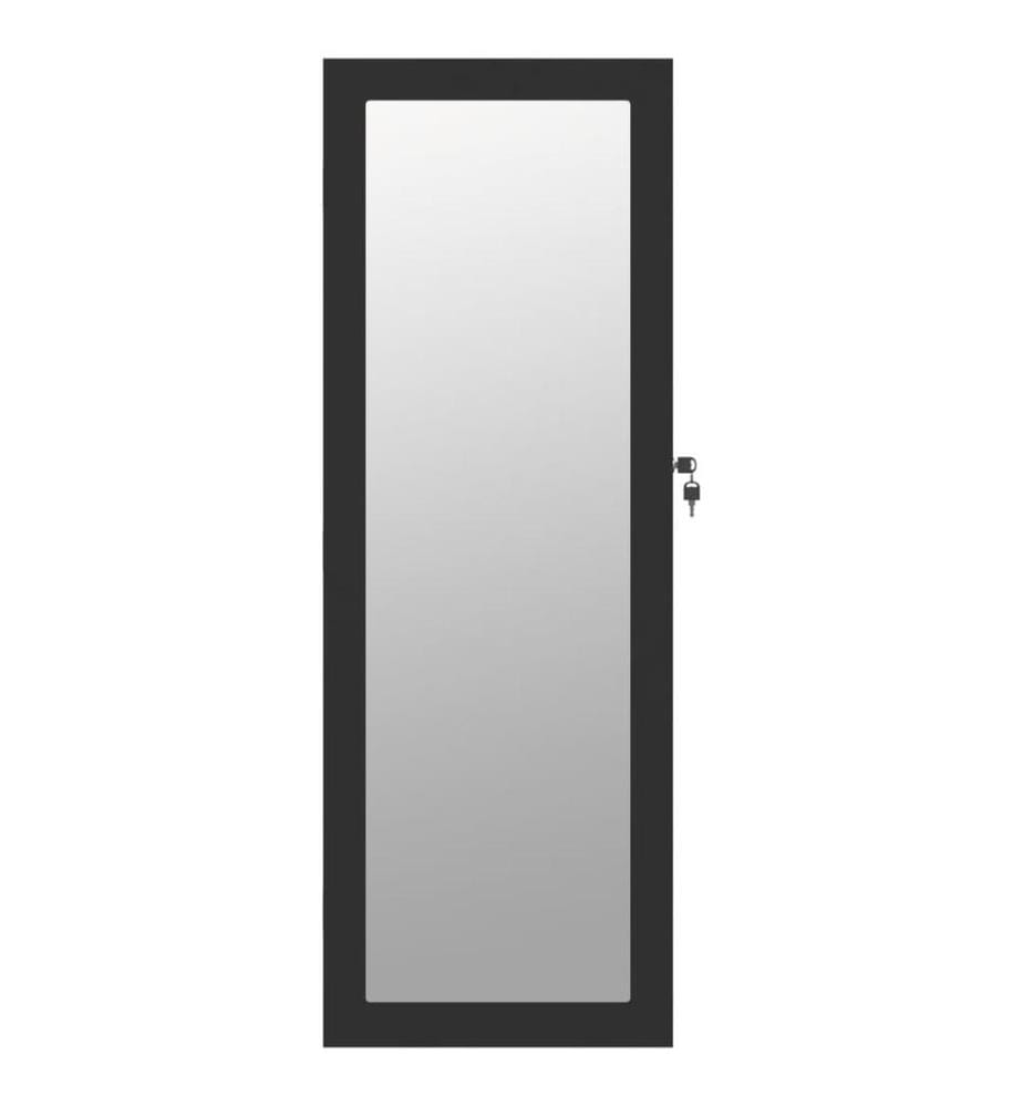 Armoire à bijoux avec miroir murale noir 37,5x10x106 cm