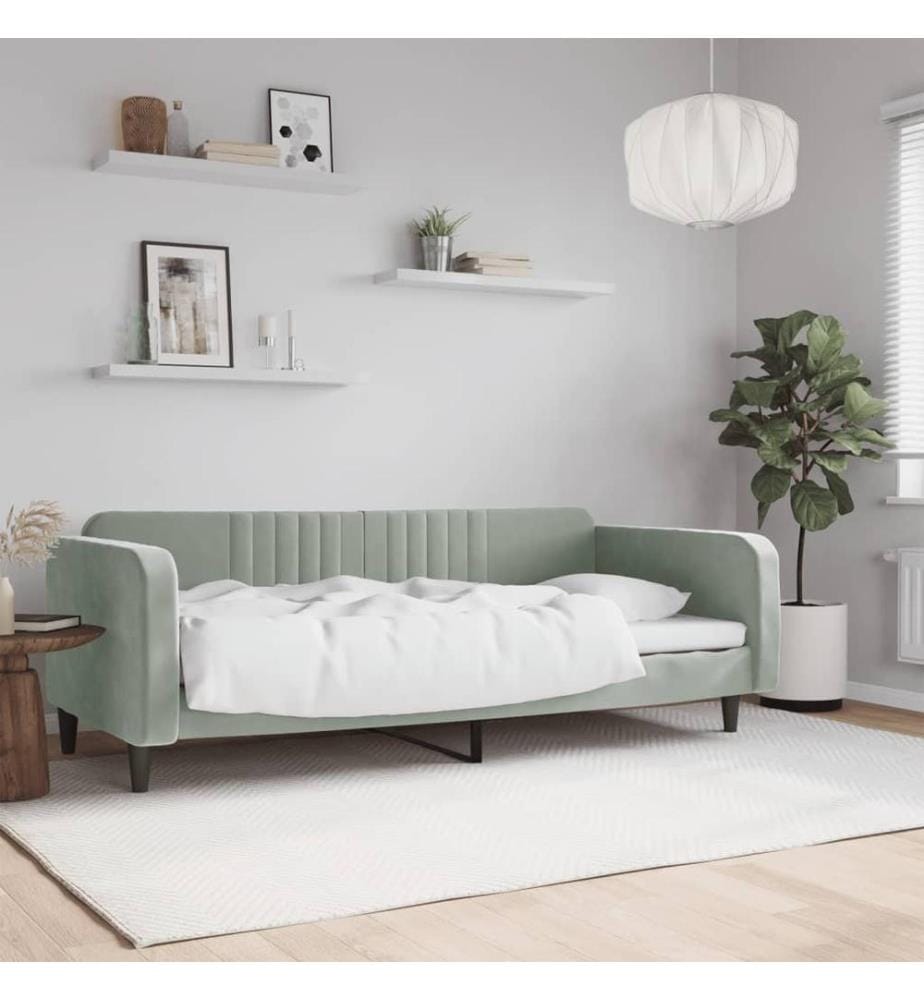 Lit de repos sans matelas gris clair 90x200 cm velours