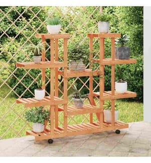 Support à fleurs avec roues 110x25x115 cm bois massif de sapin